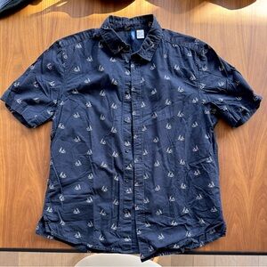 H&M Dark Blue Casual Shirt with Sailboat Design